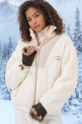 5194 Peluş Mont Ceket - Krem resmi
